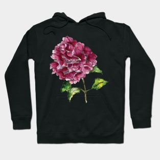 Watercolour Pink Hydrangea Flower Hoodie